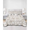 thumbnail image 3 of Khaki Flower Twin XL Size Down Alternative Comforter, Lightweight Comforter Quilt Bedding Set with Pillow Shams Vintage Farmhouse Boho Leaf Spring Plant All Seasons Bed Comforter Duvet Insert 68"x98", 3 of 7