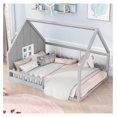 House Bed Full Size, Wood Floor Bed for Kids, Montessori Bed with