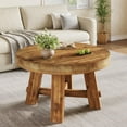 thumbnail image 4 of Tribesigns 31.5-Inch Round Coffee Table, Solid Wood Center Table with Thickened Tabletop for Living Room, Apartment, Small Space, Brown, 4 of 6