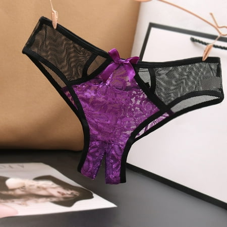 Thongs for Women Low Rise Lace Cut out Mesh Lingerie Crotchless Panties for Women Cute Underwear for Women