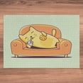 thumbnail image 5 of Ambesonne Cookie Jigsaw Puzzle Durable Cardboard, Kitten Laying on a Couch, 1000 pcs, Cream Orange, 5 of 5