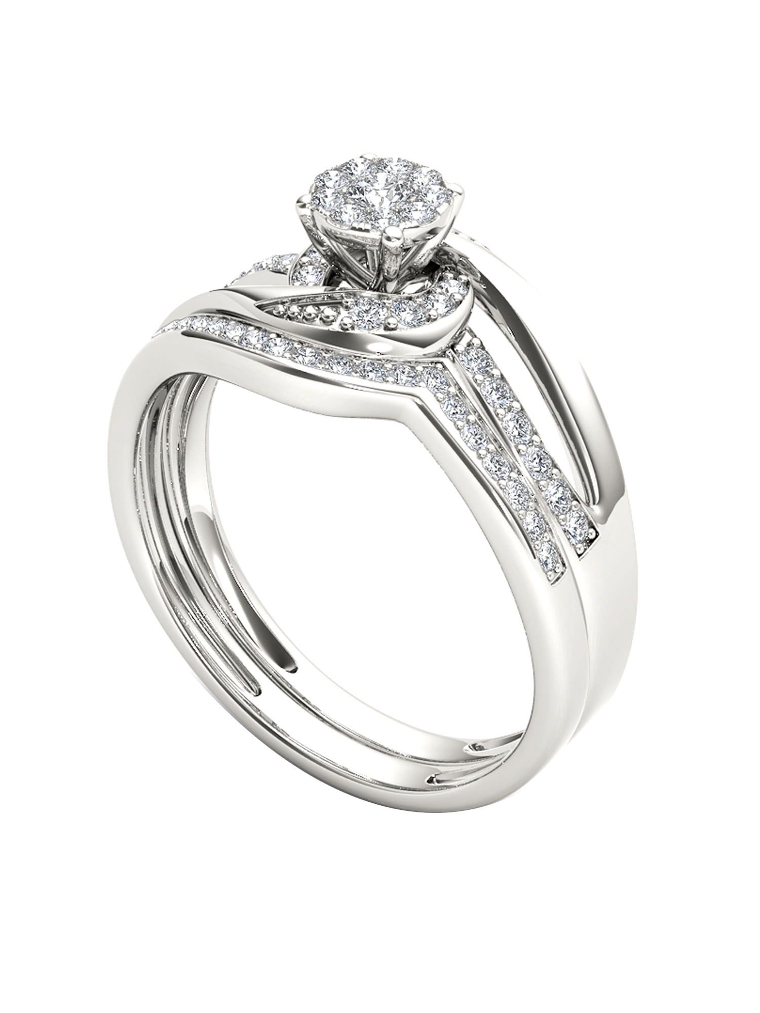 1/3 Carat T.W. Diamond Cluster 10kt White Gold Engagement Ring