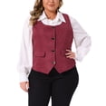 thumbnail image 1 of Chaleco sin mangas jacquard para mujeres de tallas grandes Agnes Orinda estilo steampunk 3X burdeos, 1 of 6