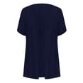 thumbnail image 5 of Jinhomg Women's Lightweight Open-Front Cardigan Casual Short Sleeve Blouse Tops Breathable Comfy Summer Linen Jacket Blue XXL, 5 of 6