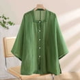 thumbnail image 2 of Npasoilc Summer Tops for Women Cotton Linen Long Sleeve Square Neck Button Down Lightweight Breathable Blouse Solid Color Casual Loose T-Shirts, 2 of 3