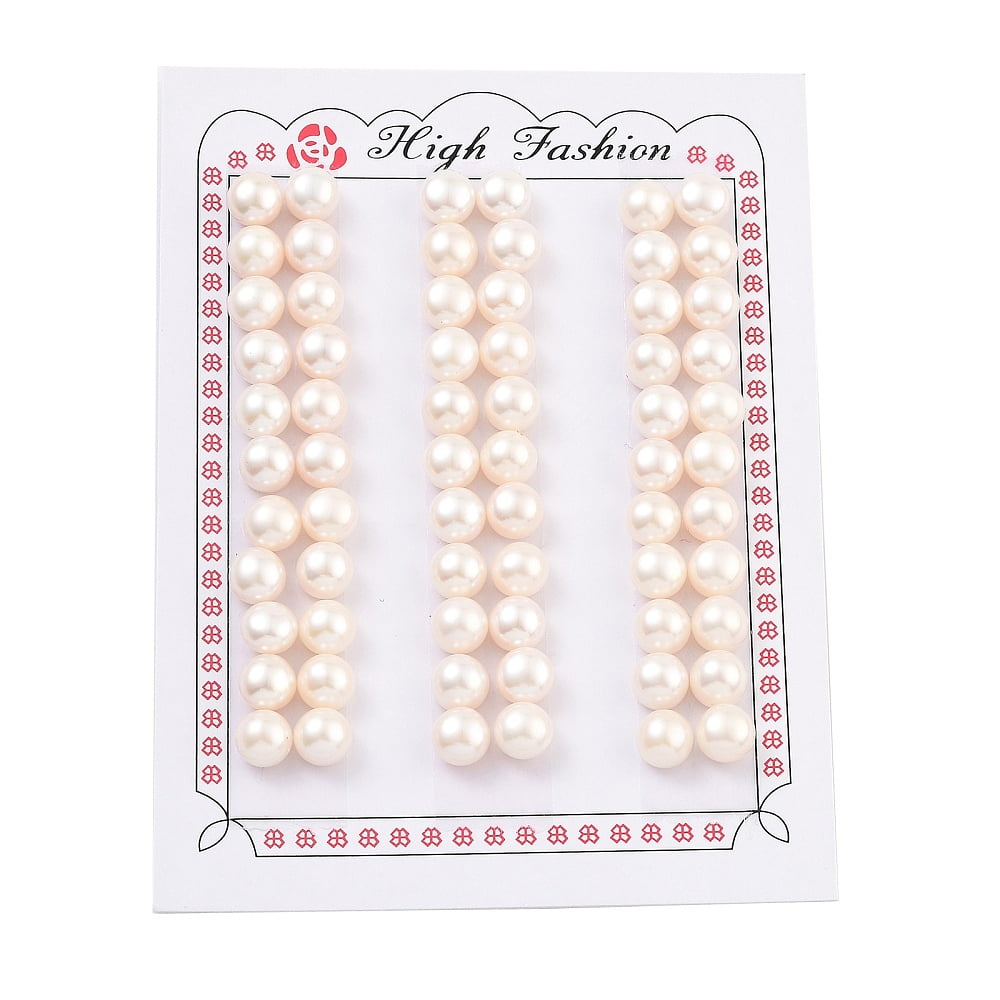 Grade 6A Natural Cultured Freshwater Pearl Beads Half Drilled Half Round Beads White 7.5~8x5.5mm Hole: 1mm
