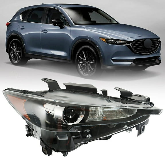 waltyotur Right Headlight For 2017-2021 Mazda CX5 LED w/o AFS Black Housing Clear Lens