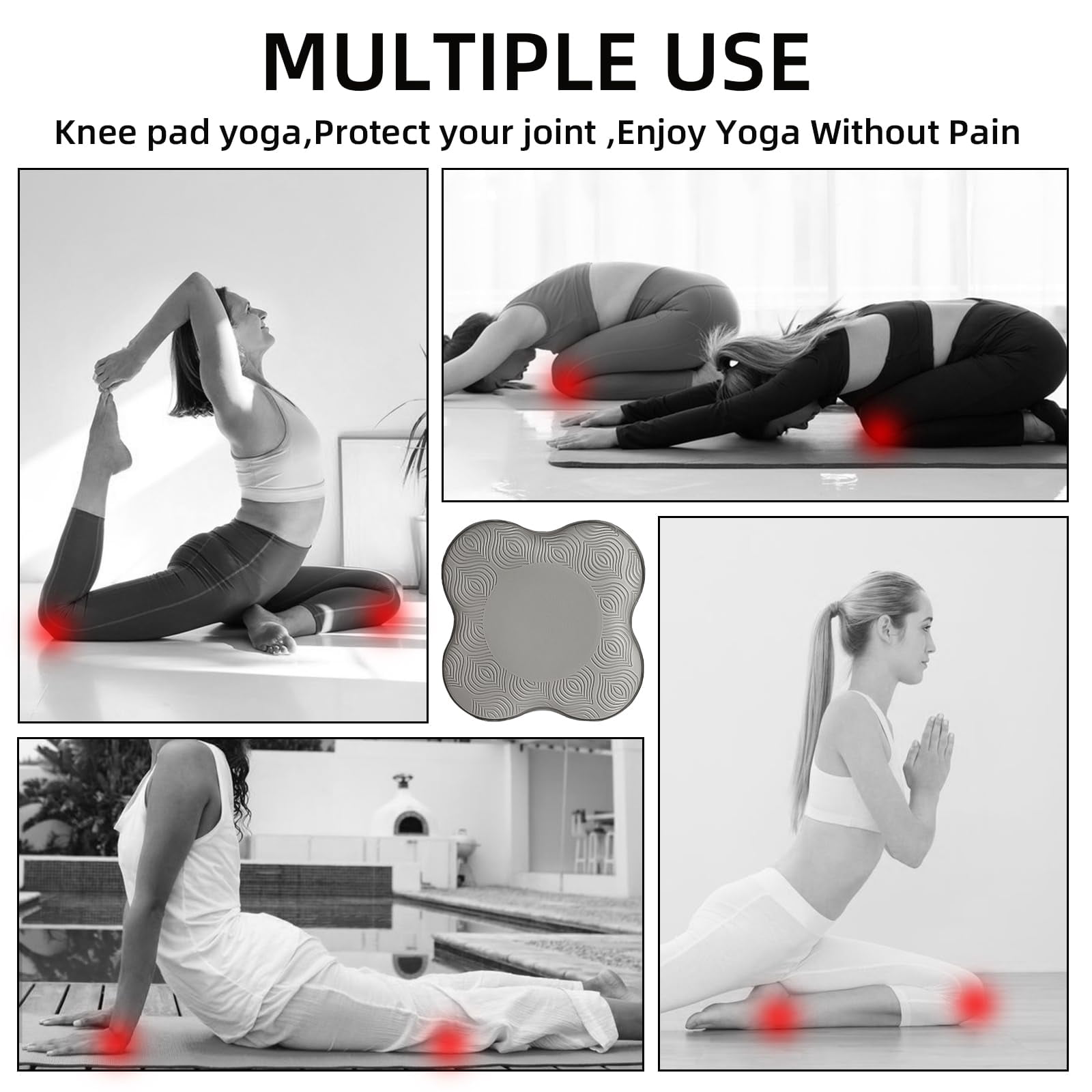 Yoga Knee Pads, Set of 4, Cushions for Knees and Elbows, Fitness, Meditation, Kneeling, Balance, Floor, Pilates (Pink Purple)