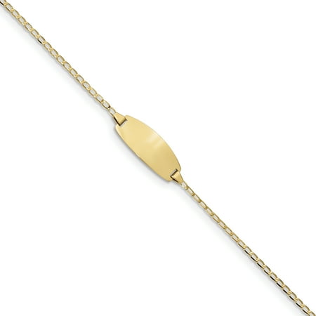 14k Yellow Gold Oval Id Link Curb Bracelet 5.5 Inch Gifts For Women For Her