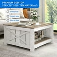 thumbnail image 4 of Dextrus Coffee Table with Storage, Square Wood Farmhouse Coffee Table with Barn Door for Living Room, Grey Wash, 4 of 9