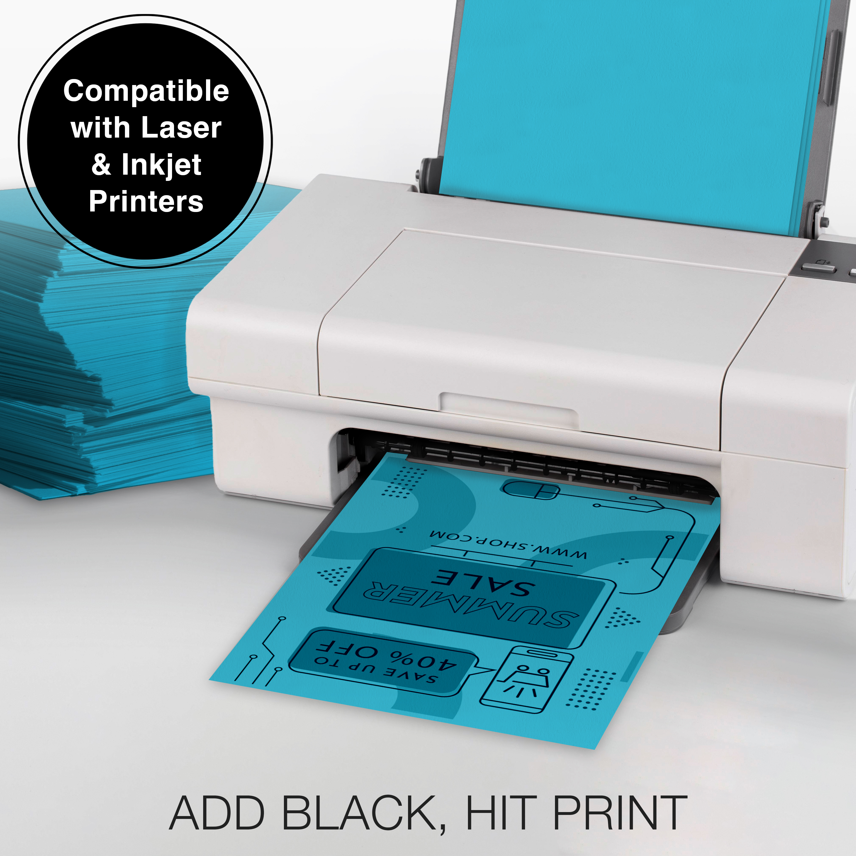 PrintWorks Premium Bright Blue Colored Paper 8.5" x 11" - 24 lb/89 gsm - 2500 Sheets - Made in the USA - FSC® Certified - Acid-Free & Fade-Resistant - Printer Compatible (00102C)