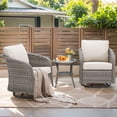 thumbnail image 2 of PPorfamilia 3 Piece Wicker Patio Furniture Set, Outdoor Rocking Swivel Chairs Bistro Set with Side Table and Beige Cushions, 2 of 9