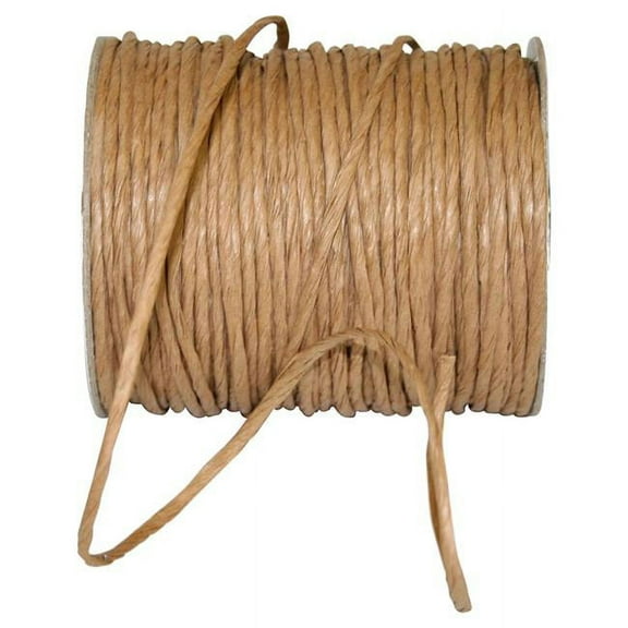 Reliant Ribbon - 25125W-073-18C, Wired Raffia Ribbon, Tan, 1/8 Inch, 100 Yards