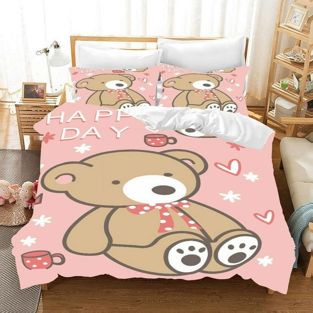 3D Cute Style Oso Funda de edredón Set Ropa de cama Set Fundas de almohada 173