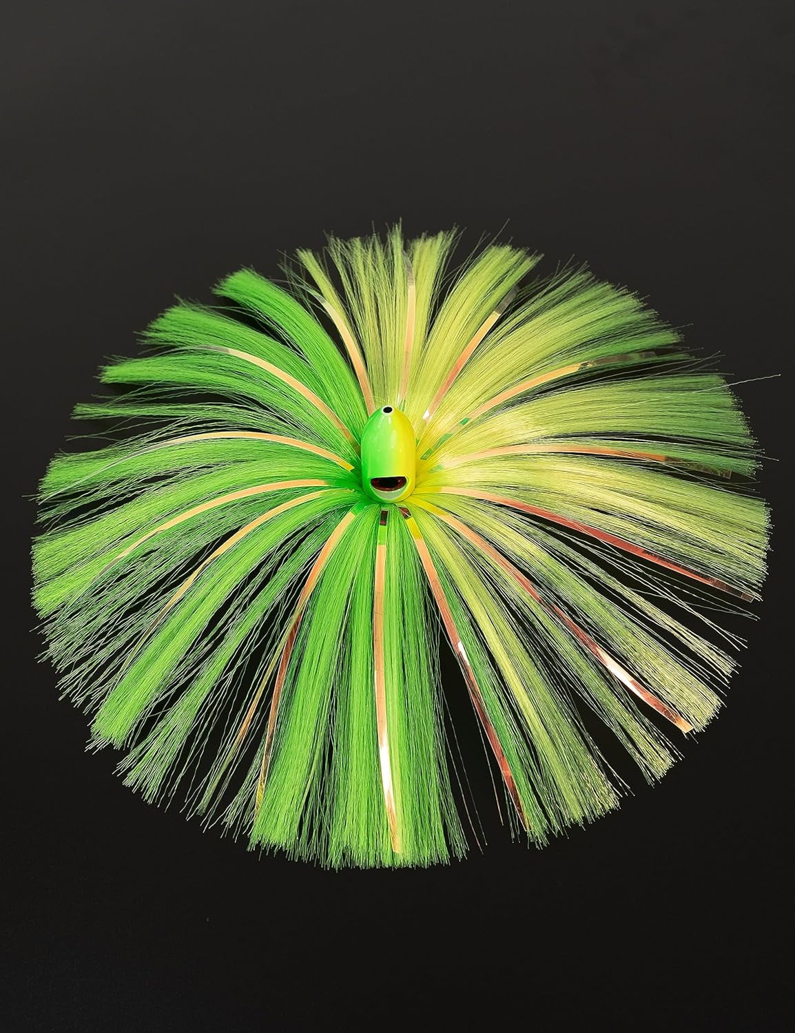 BLUEWING 6oz Trolling Witch Lure with Lead Head Saltwater Fishing Lures Big Game Trolling Lure Ballyhoo Trolling Skirt for Tuna, Wahoo, Sailfish, Mahi Mahi, Green/Yellow