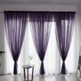 thumbnail image 1 of Sheer Curtains Crushed Rod Pocket Solid Tulle Natural Linen Window Panel 78 inches Long Airy Light Filtering Semi Translucent Drape for Bedroom Living Room 1 Pieces 40 x 78 Inch Purple, 1 of 1