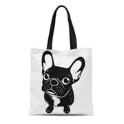 ASHLEIGH Canvas Tote Bag French Cute Brindle Frenchie Is Dreamer Bulldog Dog Pet Reusable Handbag Shoulder Grocery Shopping Bags