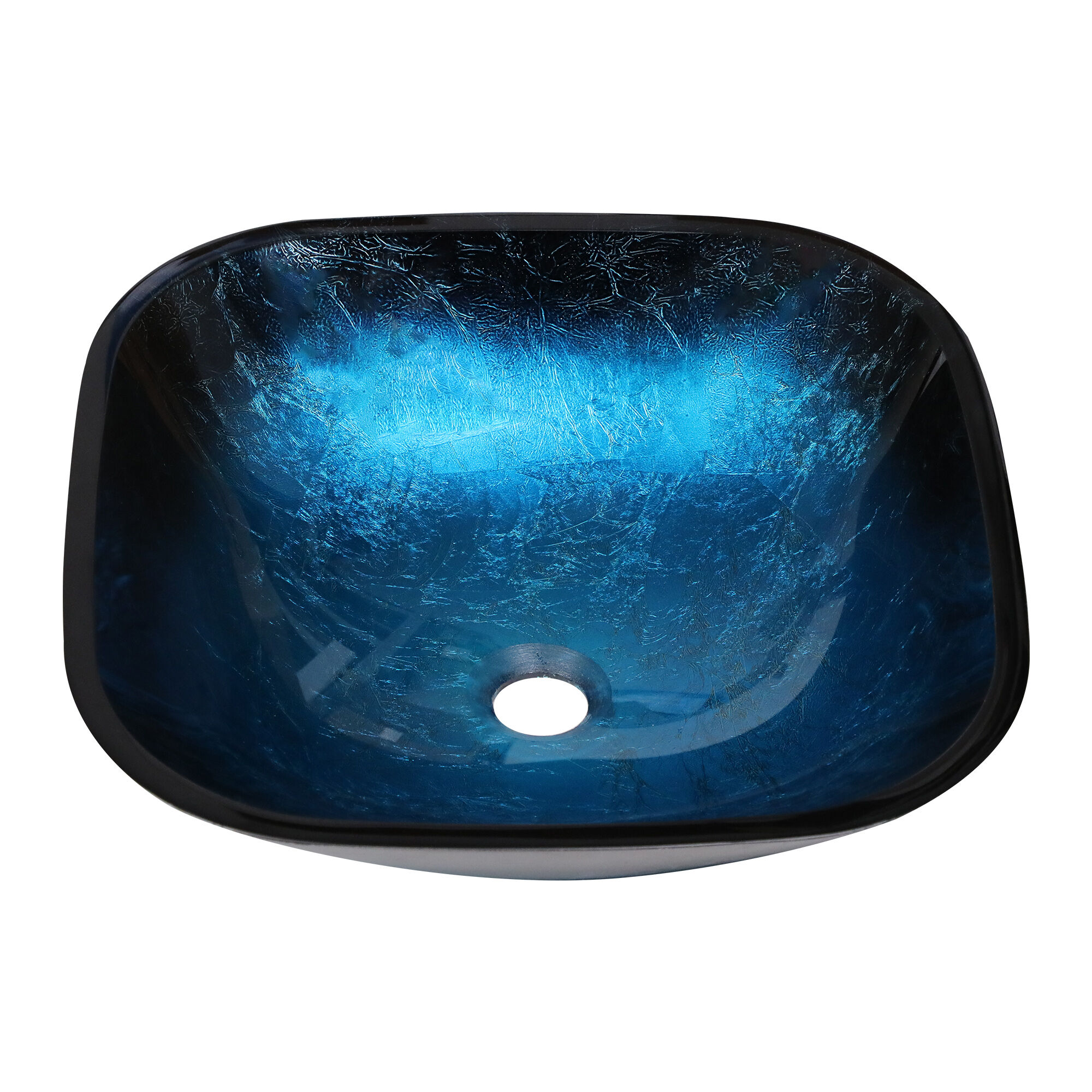 Bathroom Vanity Bathroom Artistic Tempered Glass Vessel Bathroom Sink with Faucet and Pop-up Drain, Blue,Vanity With Sink