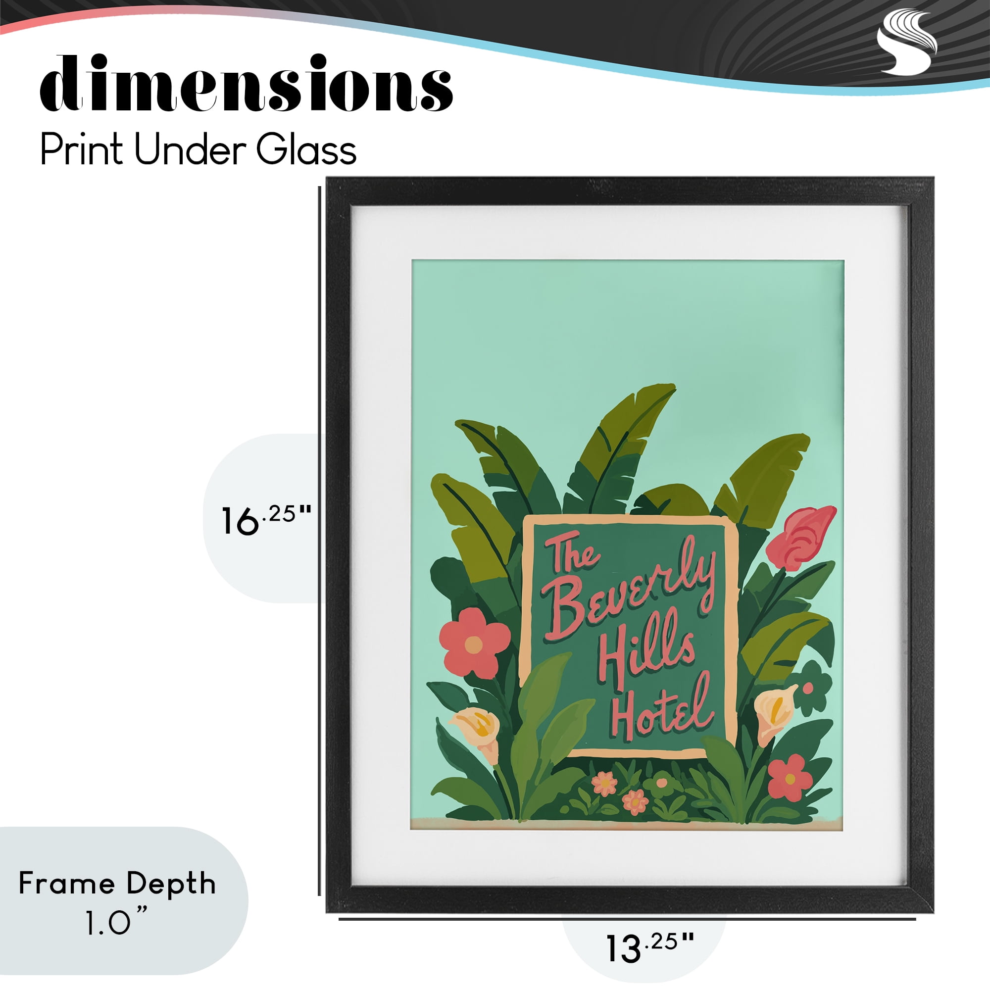 Stupell Industries Beverly Hills Hotel Black Framed Print Under Glass, design by Amelia Noyes