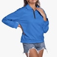 thumbnail image 5 of Fgnfyis Womens Sweatshirts Casual Solid Color Quarter Zip Stand Collar Long Sleeve Pullover Top for Modern Blue XXL, 5 of 9