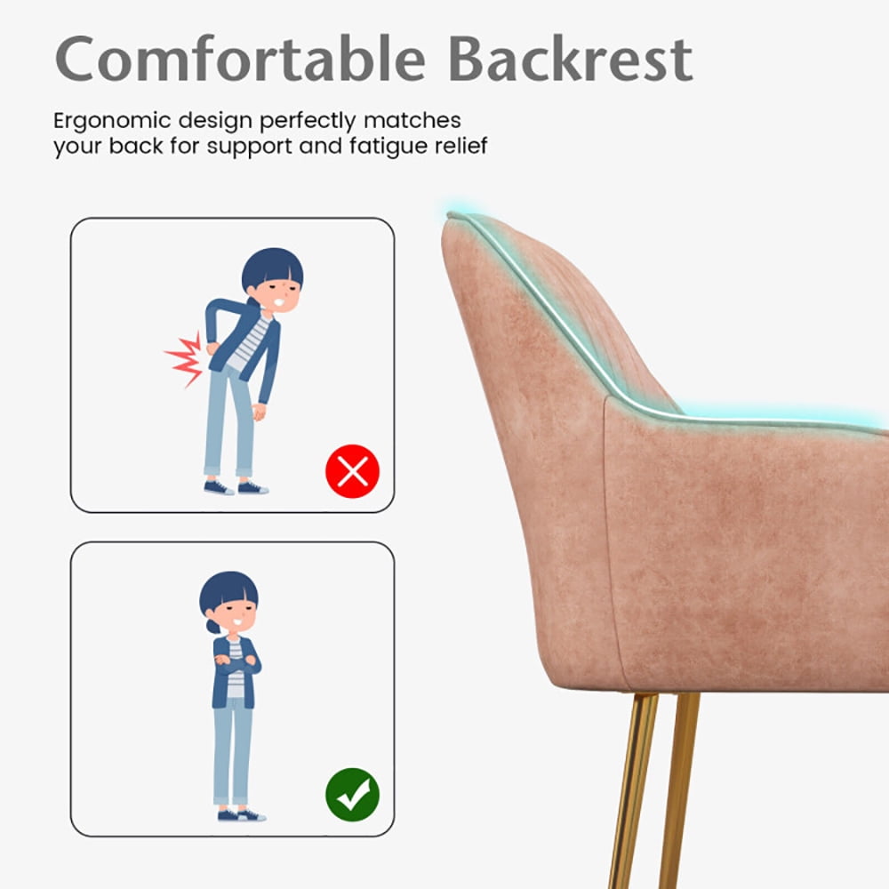 Finihen Modern Living Dining Room Accent Arm Chairs, Accent Upholstered Arm Chair with Steel Gold Legs, Set of 2, for Bedroom, Living Room, Dining Room, Pink Finihen Modern Living Dining Room Accent Arm Chairs, Accent Upholstered Arm Chair with Steel Gold Legs, Set of 2, for Bedroom, Living Room, Dining Room, Pink