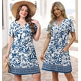 thumbnail image 3 of Vestido WIHOLL 2025 de verano floral con cuello en V y manga corta XL, 3 of 5