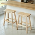 thumbnail image 2 of Tcbosik Rustic Bar Stools Set of 2, 24-Inch Counter Height Saddle Seat Stools, Sturdy Pine Wood Construction for Kitchen, Café, Pub, Patio (Natural), 2 of 9