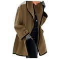thumbnail image 2 of (clearance)IDALL Woolen Coat Trench Coat Women Outwear Coat Slim Color Ladies Long Warm Trench Wool Casual Fashion Cardigan Open Jacket Sleeve Long Overcoat Coat Parkas Peacoat Brown S, 2 of 6