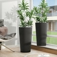 thumbnail image 3 of Chiccushion 23.6 inch Tall Planter Set of 2, Large Plastic Round Planter for Outdoor Indoor Garden Patio Front Door, Black, 3 of 8