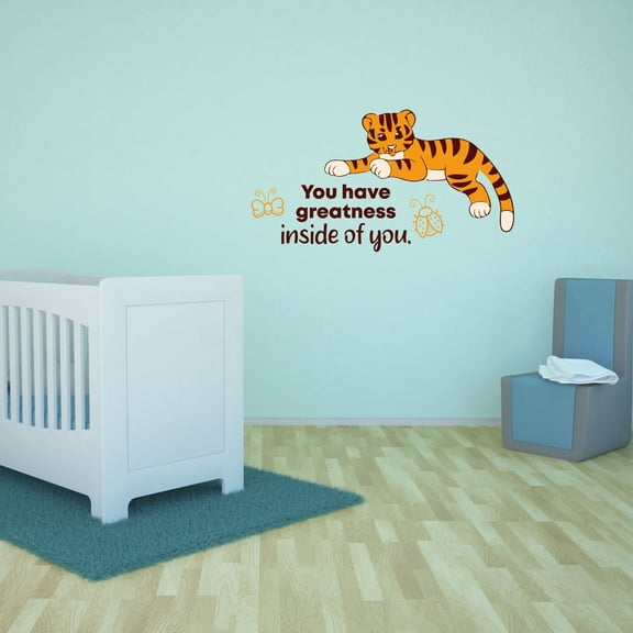 Have Greatness Tiger Animal Quote Cartoon Quotes Decors Wall Sticker Art Design Decal for Girls Boys Kids Room Bedroom Nursery Kindergarten Home Decor Stickers Wall Art Vinyl Decoration (8x10 inch)