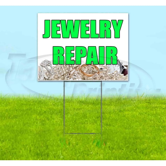 Jewelry Repair (18" x 24") Yard Sign, Includes Metal Step Stake