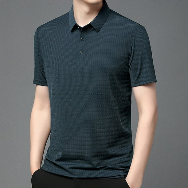 pstuiky camisetas camisas para hombre, Camisa tipo blusa informal de manga corta con cuello vuelto para hombre ropa de hombre xl
