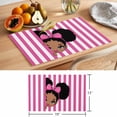 thumbnail image 6 of Pink Stripes Placemats Set of 8 Cartoon Funny Bow Girl Vertical Striped Place Mats Indoor Wipeable Table Mats Washable Cloth Dining Table Placemats for Kitchen Holiday Party Home Decor 13x19 Inch, 6 of 9