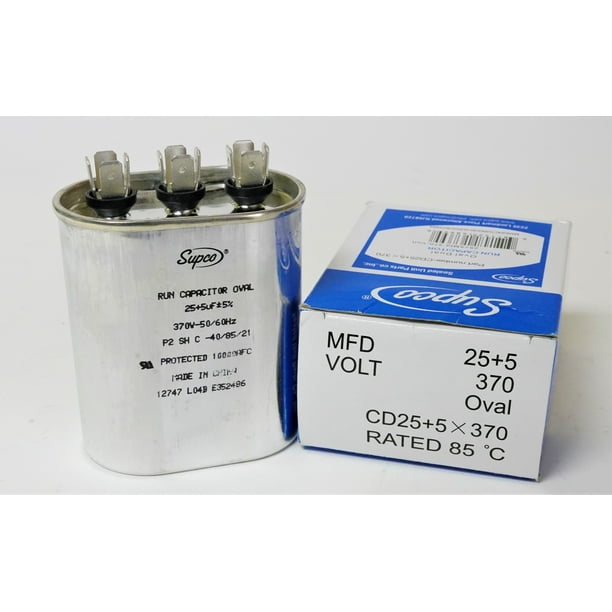 SUPCO CD25+5X370 HVAC Oval Compressor Fan Motor Run Capacitor 25 + 5