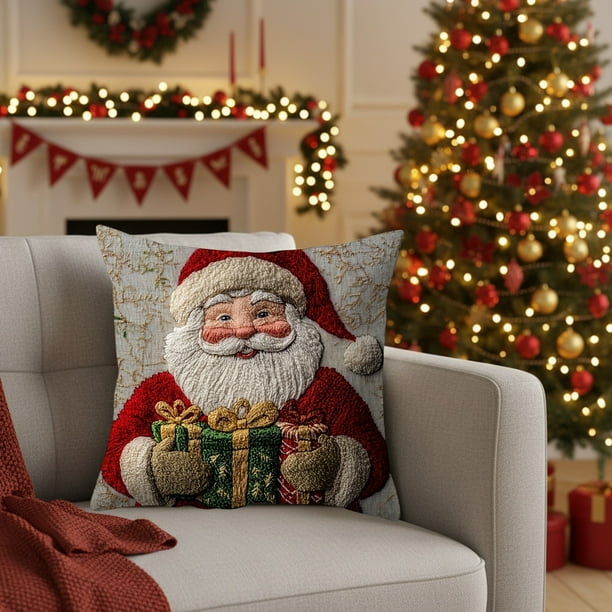 Funda de almohada de algodón, esencial para dormitorio, fundas de almohada navideñas de 45 x 45 cm, fundas decorativas de tela suave con cremallera oculta para decoración del hogar, almohadas, artícul