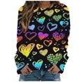 thumbnail image 1 of Camisa del día de San Valentín de las mujeres que imprime las camisetas de manga larga del jersey de las tapas XBTCLXEBCO Amarillo negro, T XXL, 1 of 6