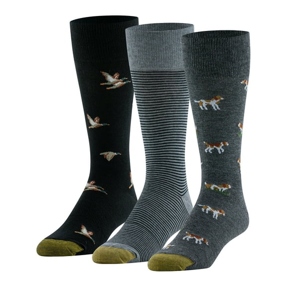GoldToe Edition Mens Dogs Crew Socks Assorted, 3 Pack