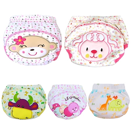 TELOLY Baby Cotton Training Pants Reusable Toddler Potty Training Underwear for Boy and Girl Cotton Training Pants Reusable Cloth Washable Infant Nappies
