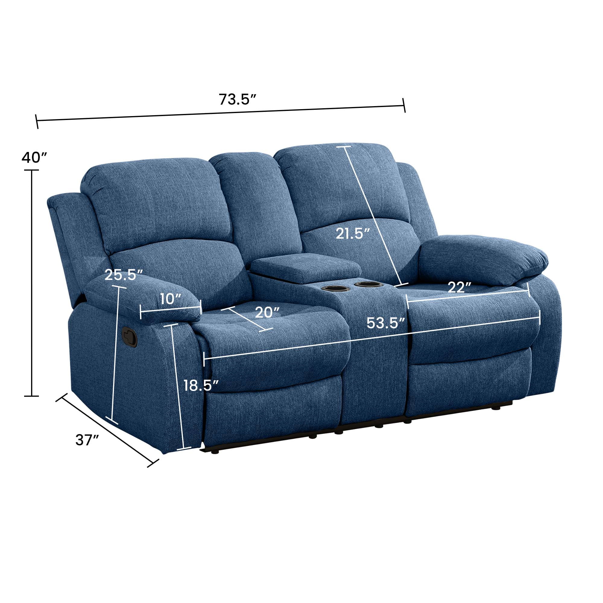 Aukfa Double Manual Recliner Chair, Overstuffed Loveseat with Cupholder for Living Room, Brown