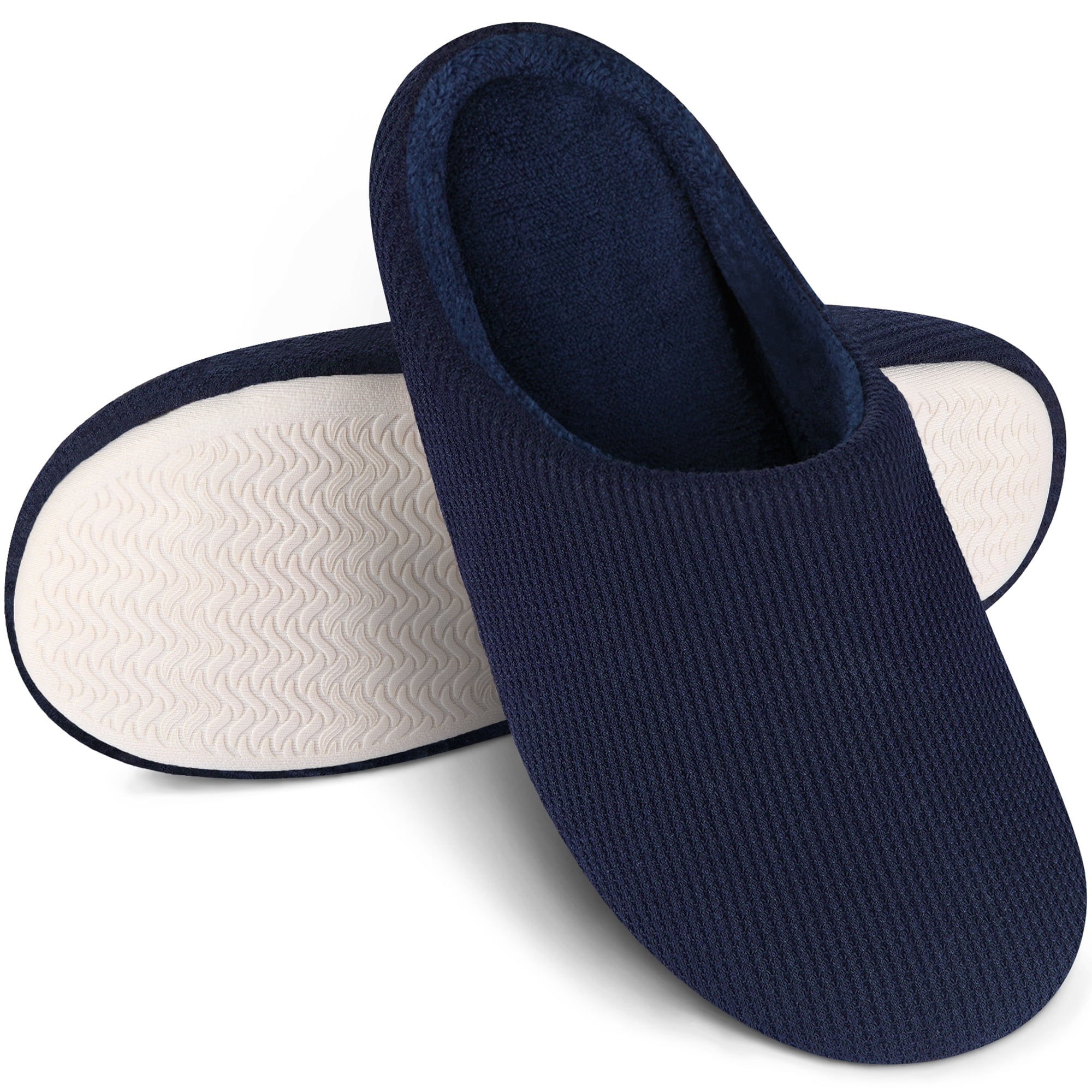 Mens Womens Comfort Slip On Memory Foam Slippers French Terry Lining House Slippers with Anti Slip Sole