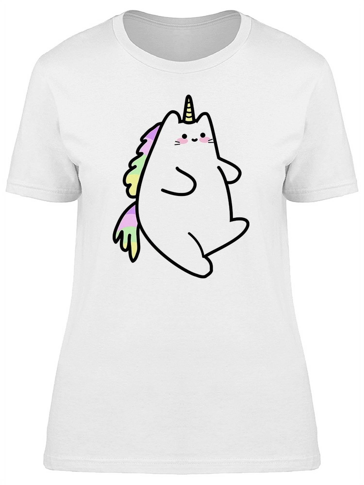 Cute Cartoon Unicorn Cat TShirt Women Image by Shutterstock Large