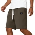 thumbnail image 6 of ADSSDQ Mens Shorts Summer Casual Waffle Knit Drawstring Elastic Waist Comfy Shorts with Pockets Beach Vacation Light Brown 3XL, 6 of 7