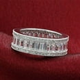 thumbnail image 4 of Full Eternity Diamond Wedding Band, Triple Row Baguette Cut And Round Cut Diamond Engagement Ring, Channel Set Diamond Band, 926 Sterling Silver, 2.5 Ct Simulated Diamond, Anniversary Band, 4 of 5