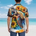 thumbnail image 4 of Balery Sunflower Turtle Camisas hawaianas de manga corta para hombre, camisas playeras de corte holgado, camisas de vacaciones con botones,X-Large, 4 of 7