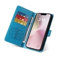 thumbnail image 6 of Compatible with iPhone 16e Wallet Case with Card Holder & Cash Slot [RFID Blocking],Wallet Wristlet Pressed Butterfly Flower PU Leather Magnetic Flip Folio Cover for Women Men,Blue, 6 of 9
