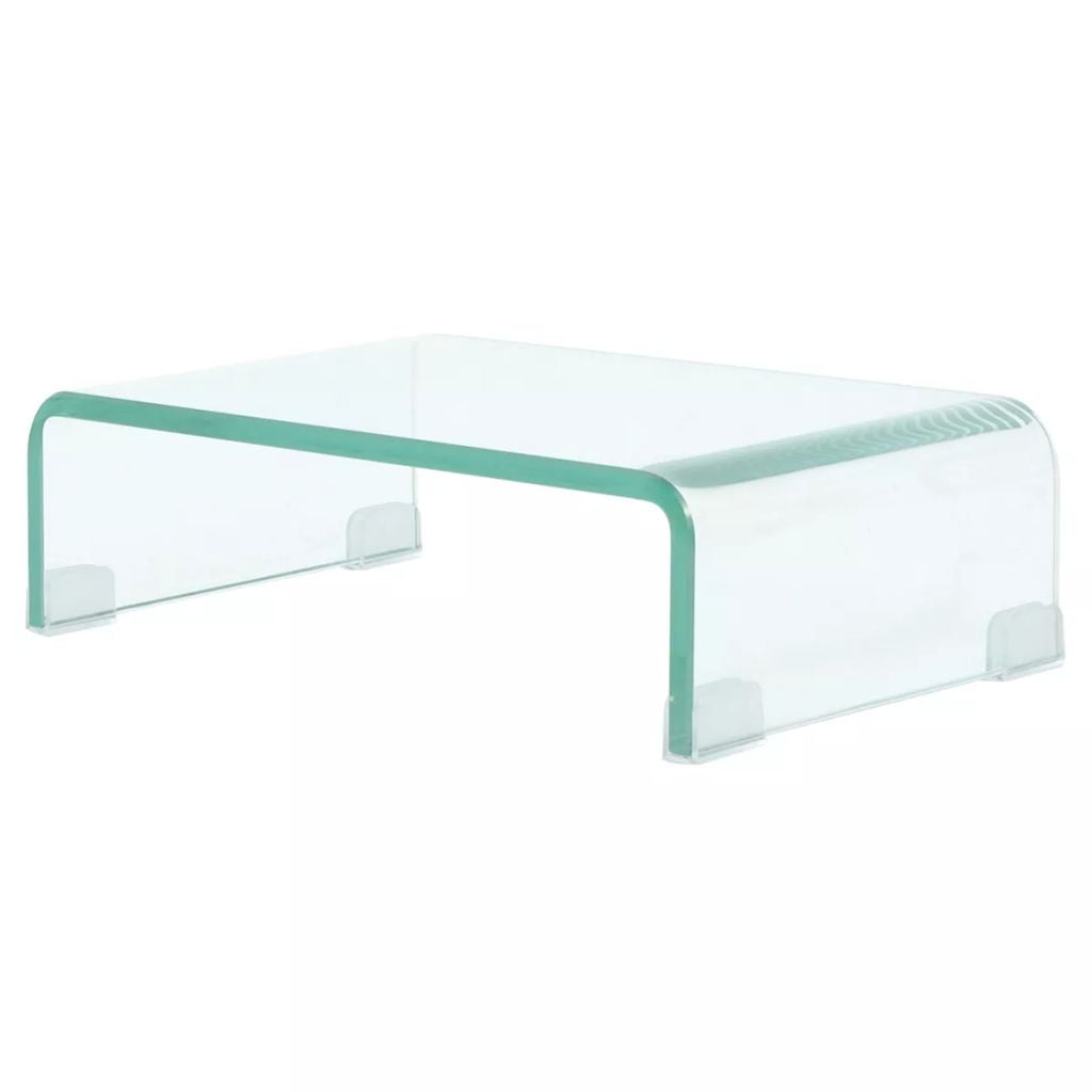 Kepooman Modern Rectangle Clear Glass Stand & Riser Laptop Stand for Bedroom, 15.7" x 9.8" x 4.3", Transparent Kepooman Modern Rectangle Clear Glass Stand & Riser Laptop Stand for Bedroom, 15.7" x 9.8" x 4.3", Transparent