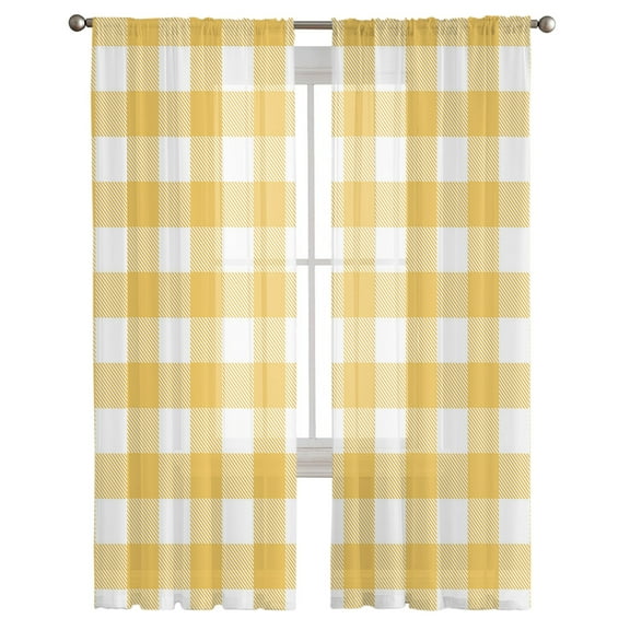 Semi Sheer Curtains 108 Inch Length 2 Panels Set, Sheer Kitchen Curtain Privacy Voile Window Curtain for Living Room Bedroom Rod Pocket Drapes