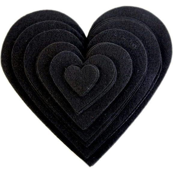 Playfully Ever After 1 to 6 inch Multi-Size Pack 24pc Felt Hearts - Slate
