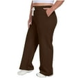 thumbnail image 4 of Zedker Oversized Drawstring Sweatpants for Women Casual Straight-Leg High Elastic Waist Long Lounging Pants with Pockets,Brown,XXXXL, 4 of 5