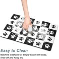 thumbnail image 5 of Dog Food Mat, 16"x24" Dog Mat for Food and Water, Absorbent Cat Bowl Mat Protect Floors, Cute Cat Food Mat for Feeding & Watering Supplies, Pet Feeding Mat, Black White Footprint, 5 of 6